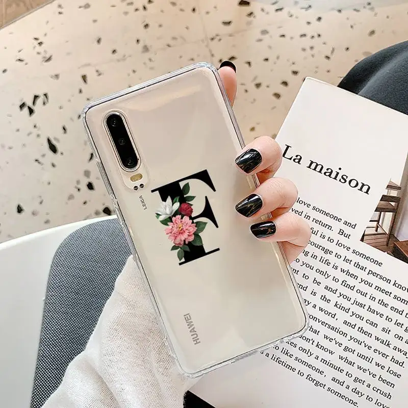 

Alphabet Letter Phone Cases Transparent for Samsung A71 S9 10 20 HUAWEI p30 40 honor 10i 8x xiaomi note 8 Pro 10t 11
