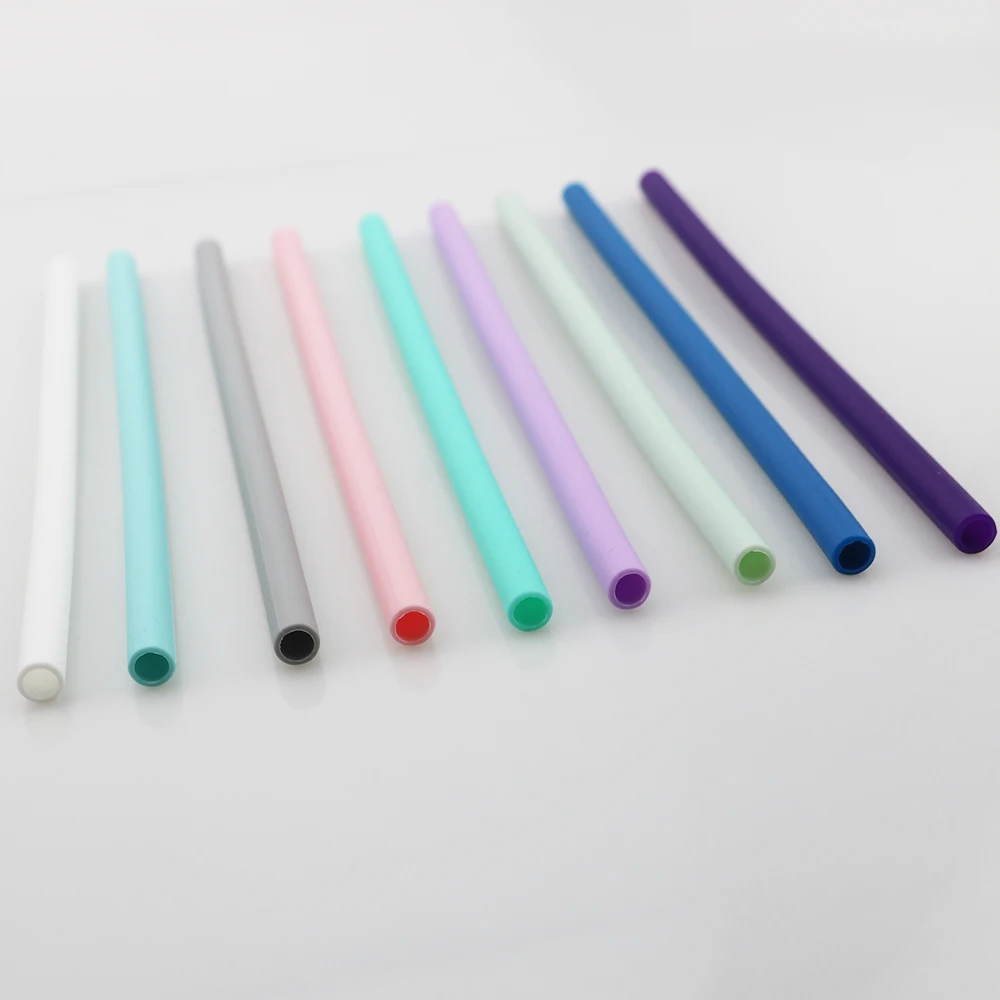 6 шт./компл. набор соломинок из силикона многоразовая соломка 8 мм гибкая с