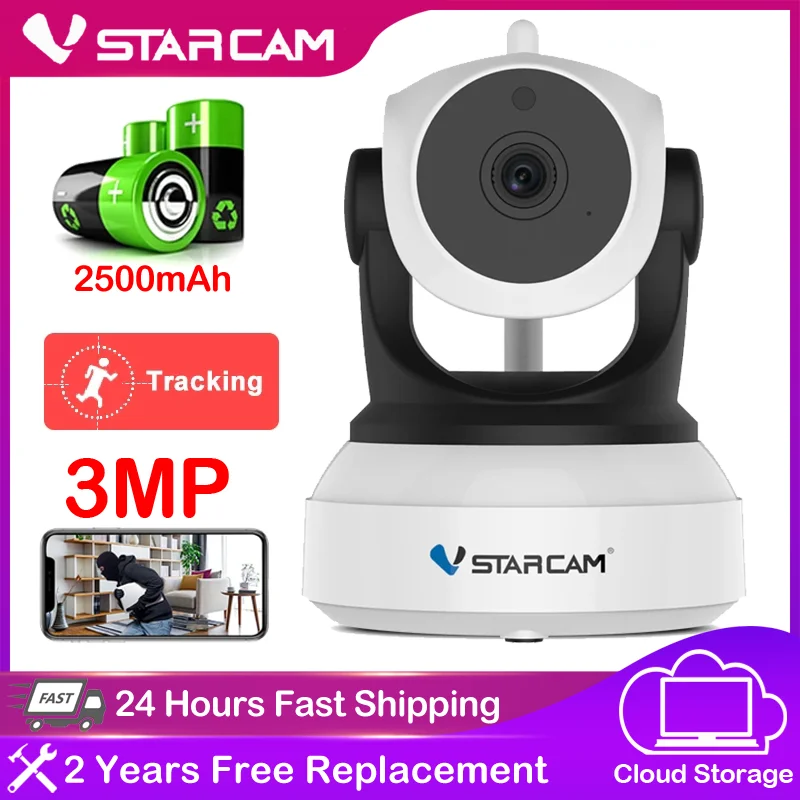 

IP-камера видеонаблюдения Vstarcam, 3 Мп, 2500 ма ч, Wi-Fi