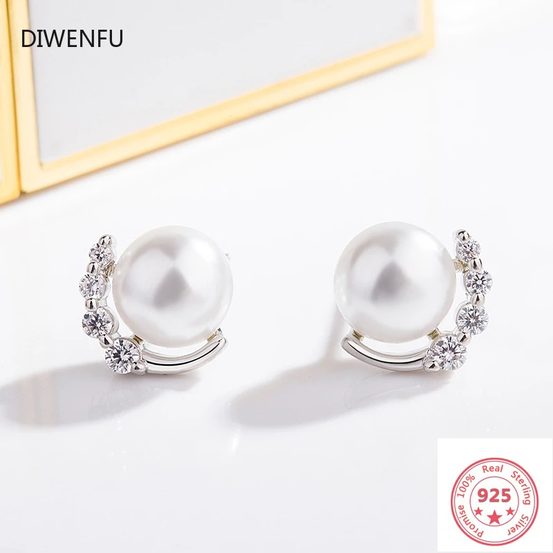 

Real Pearl Jewelry S925 Sterling Silver Earrings for Women Aros Mujer Orecchini Pearl Bizuteria Wedding Gemstone Stud Earrings