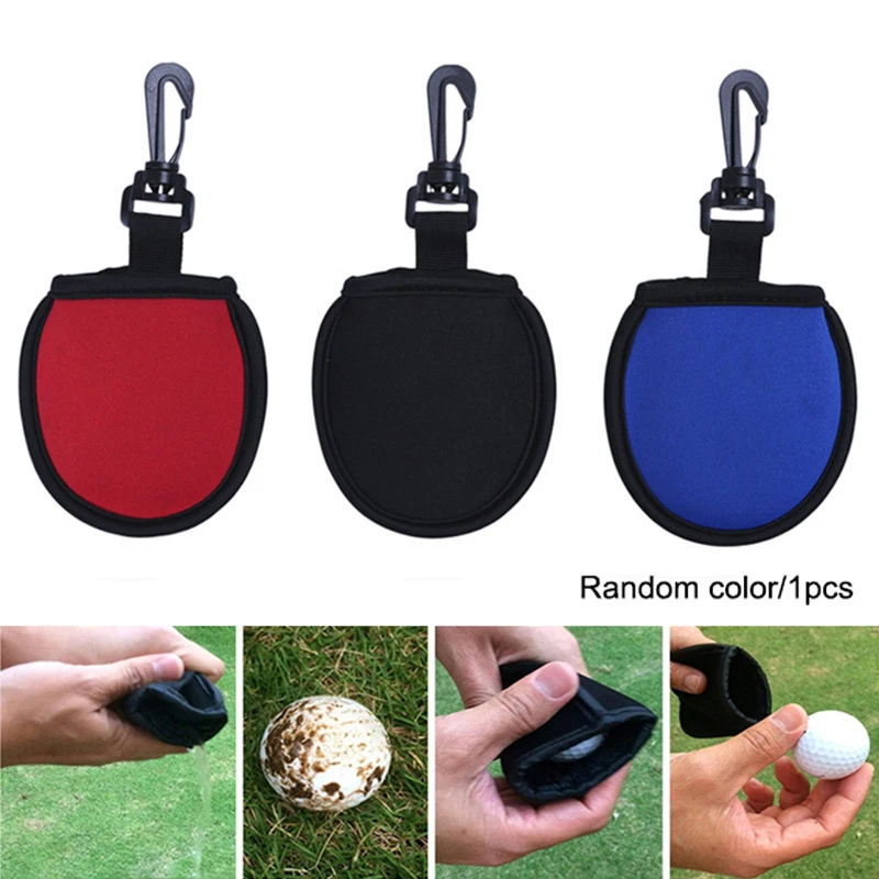 

Newly Portable Golf Protective Cover with Hook Washable Golf Storage Bag Reusable Dirt Wiping Pocket for Golf Balls Cleaning