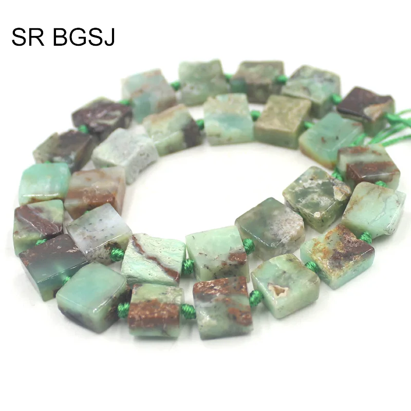 Free Ship 8 10mm Natural Square Green Opal Gems Stone Jewelry Making Beads Strand 15&quot|Бусины| |