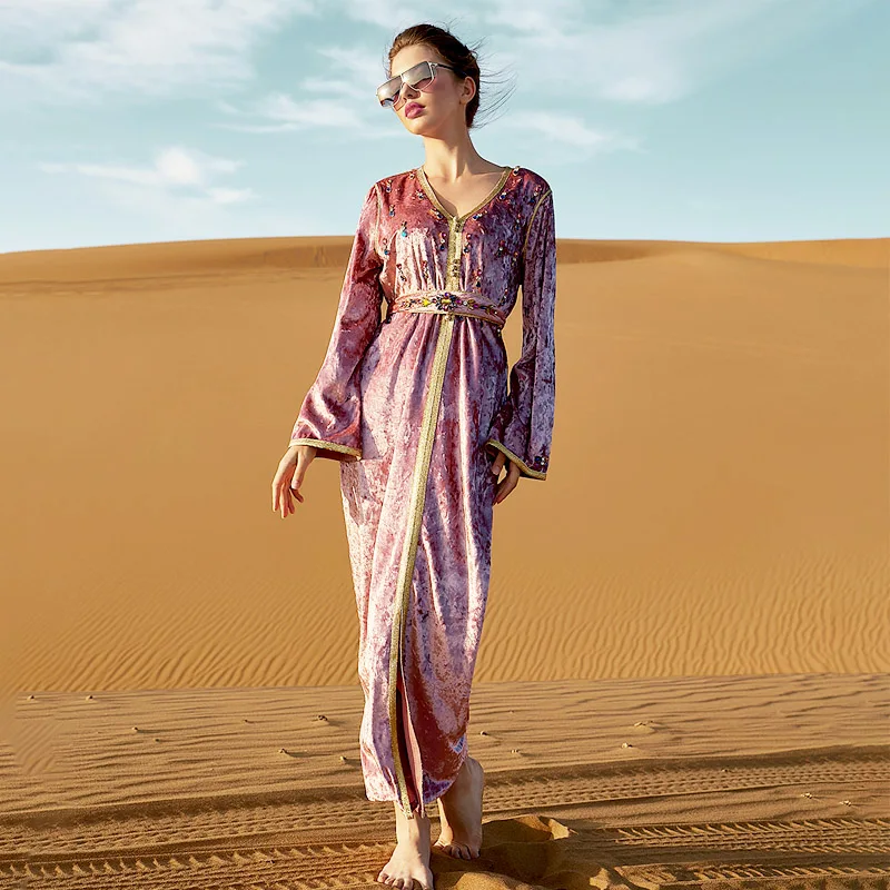 Фото BA бархатная модная длинная мебель арабский хиджаб | Женская одежда