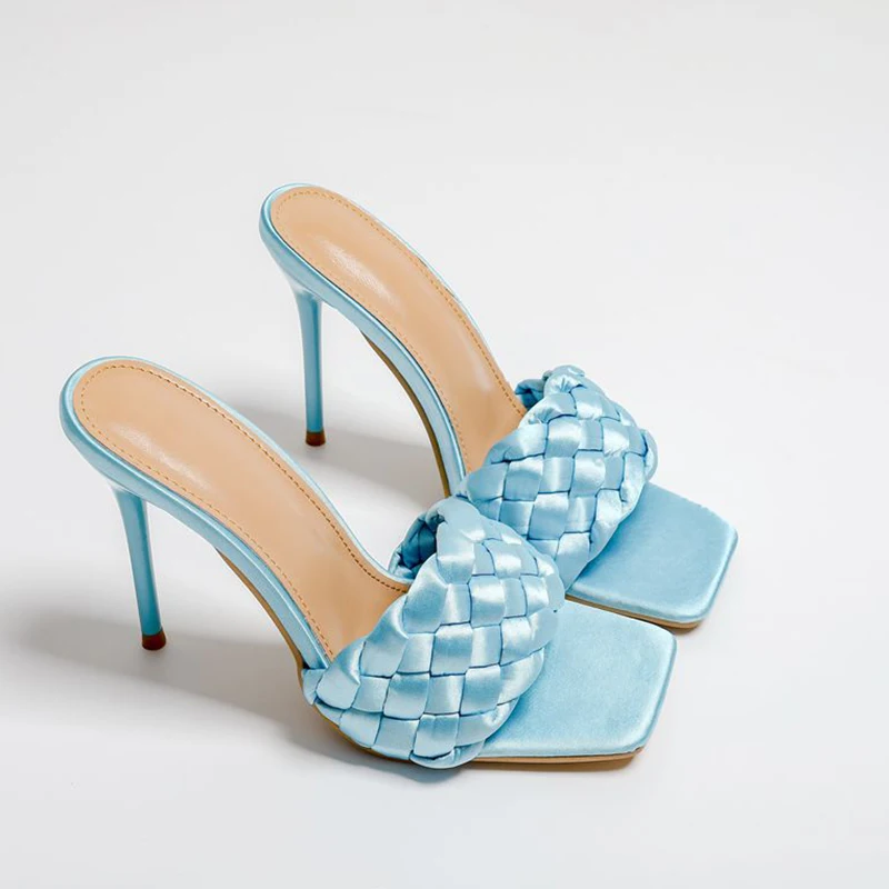 

Женские повседневные летние тапочки на высоком каблуке, модная женская обувь для отдыха с квадратным открытым носком, Дамская обувь с перек...