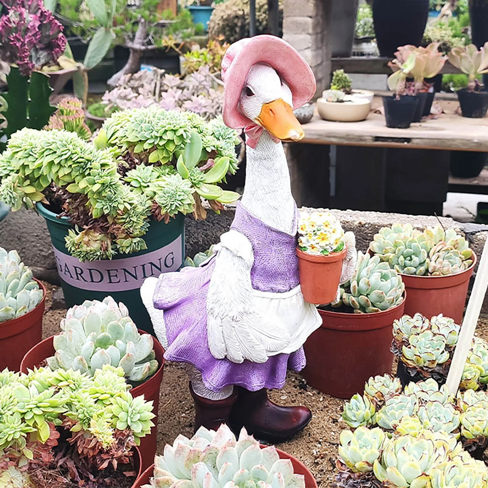 Креативные пары утки смолы украшение статуи садового сарая патио садовый