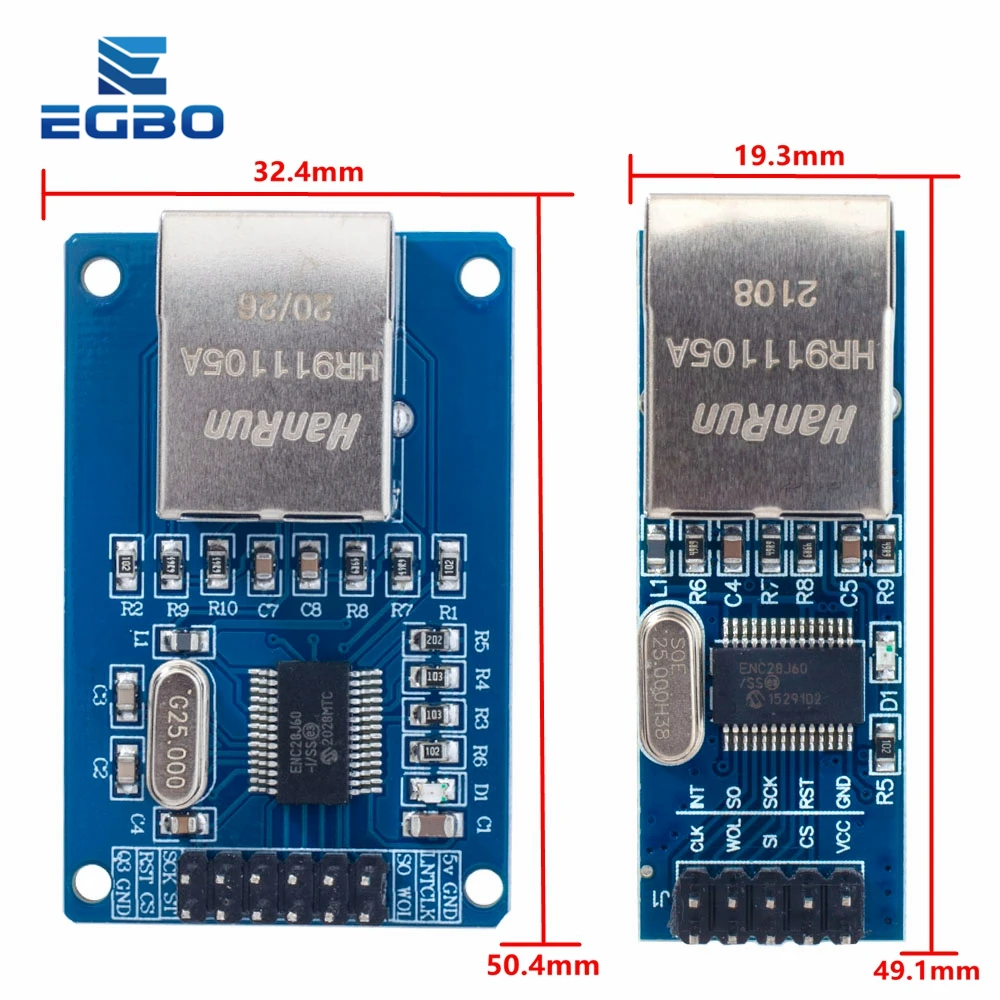 1 шт. EGBO ENC28J60 Ethernet LAN сетевой модуль SPI порт для Arduino 51LPC AVR ARM PIC | Электронные