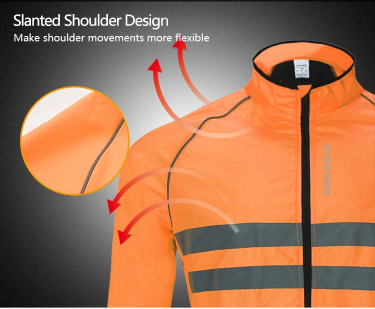 

WOSAWE Men's Motorcycle Jacket Hooded Motorbike Jacket High Bisibility Reflective Racing Wind Coat Windbreaker Orange