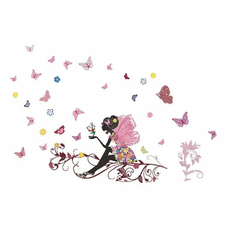 Removable Wall Sticker Bedroom Decor Girls Flower Fairy Princess Butterfly | Дом и сад