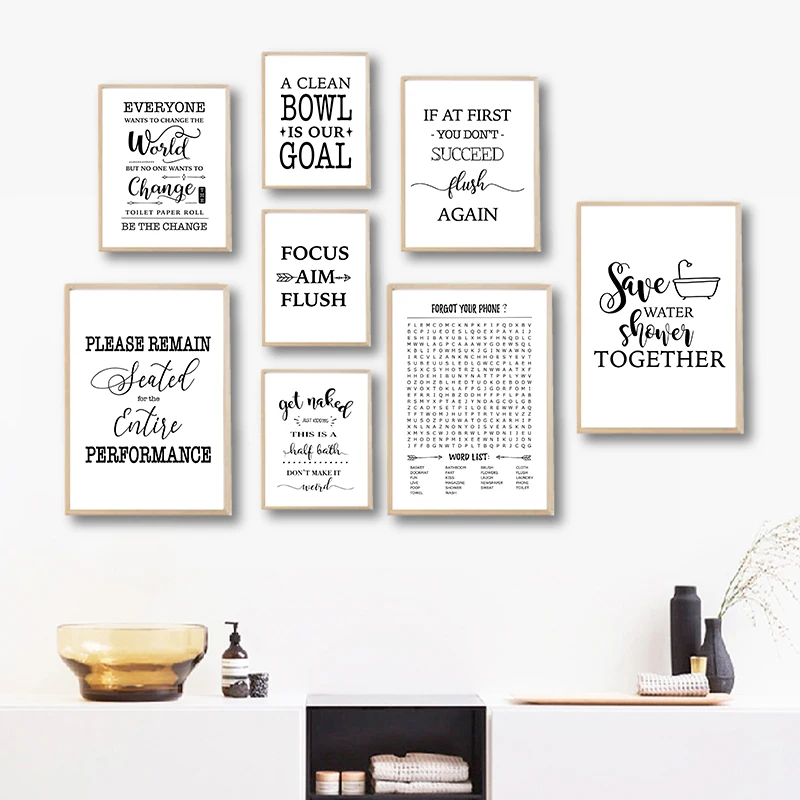 Прикольные знаки для ванной холст плакаты и принты ванная комната цитаты