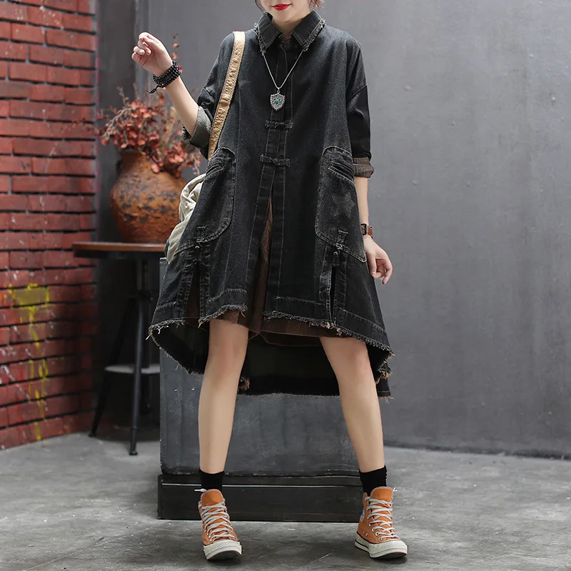 Новая осенне-зимняя джинсовая куртка в стиле ретро с круглым вырезом свободная