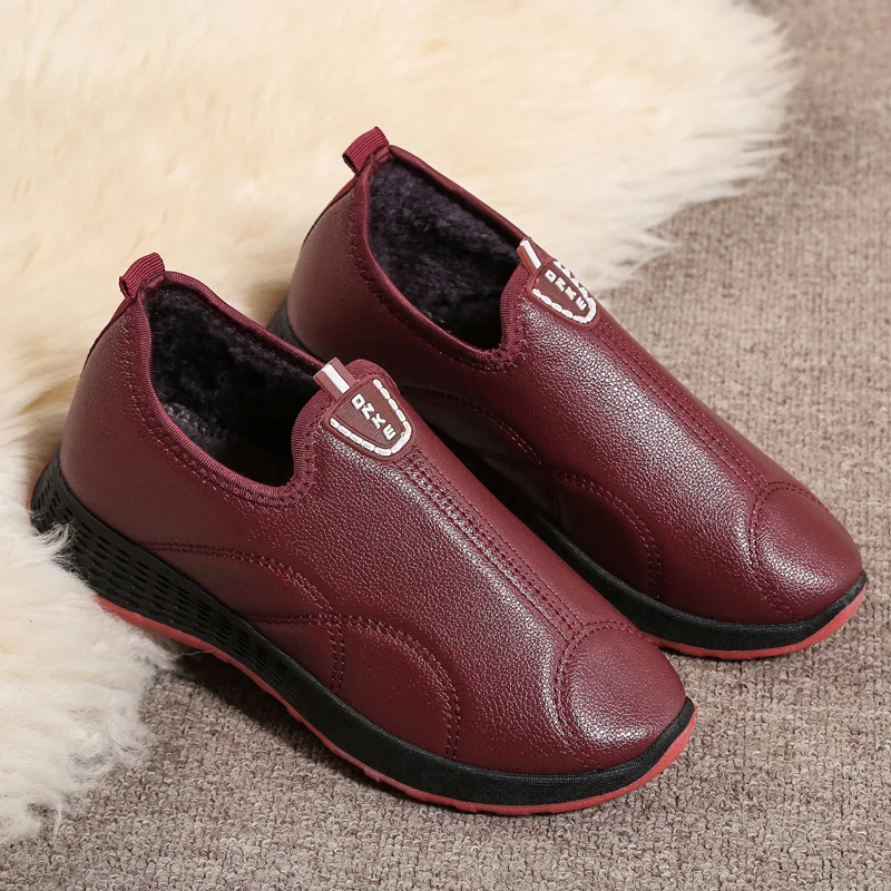 2019 зимние сапоги женские водонепроницаемые теплые меховые без застежки ботинки