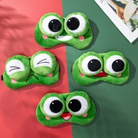 cartoon plush green big eyes frog sleep eye mask sort and skin friendly for travel nap dream night eye covers for women man