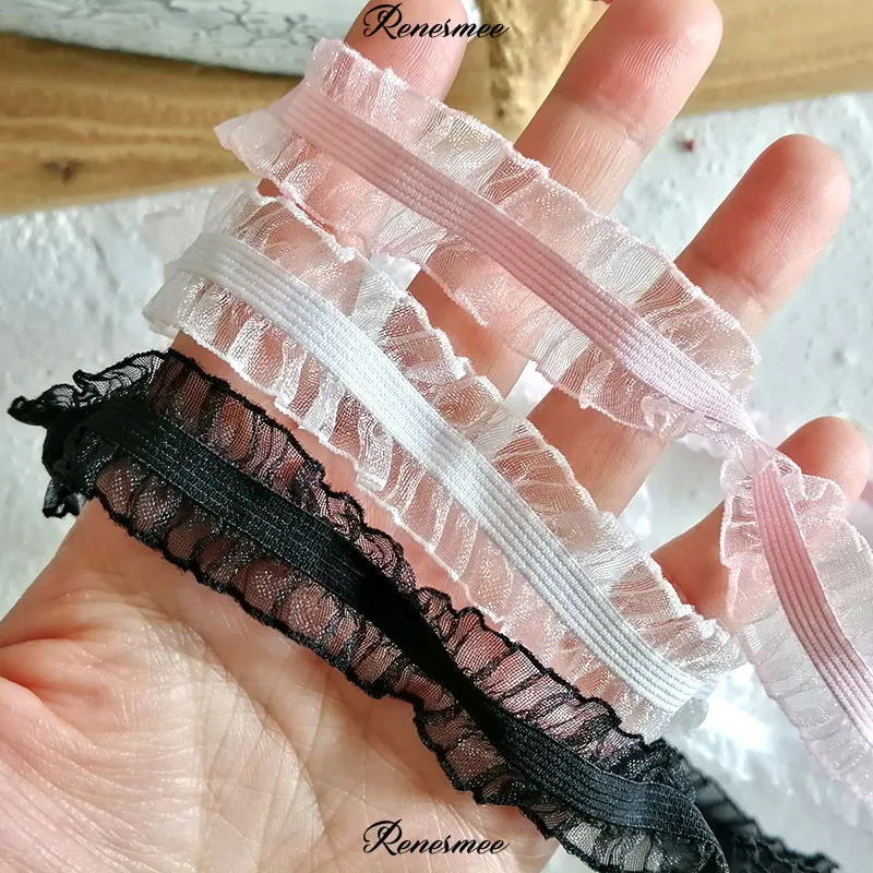 5 м двухстороннее розовое черное эластичное кружево отделка Аксессуары шифон