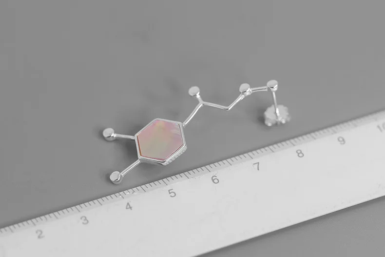 INATURE 925 Sterling Silver Adrenergic Molecule Chemistry Geometric Polygon Stud Earrings for Women Love Jewelry Gift