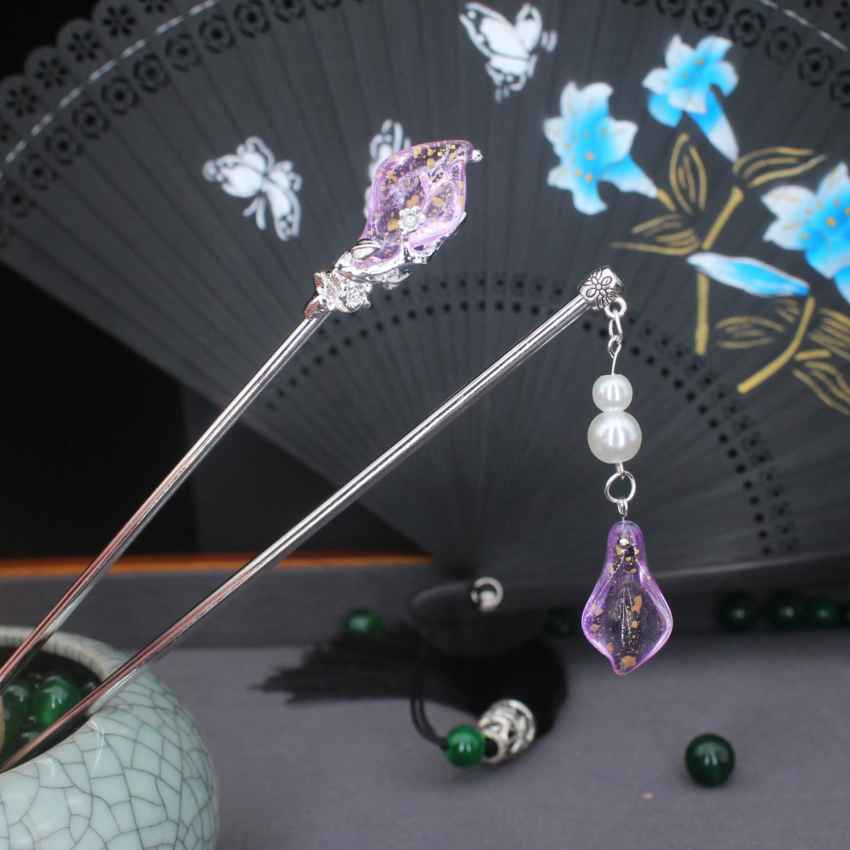 Винтажная заколка Hanfu в китайском стиле женские металлические глазурованные