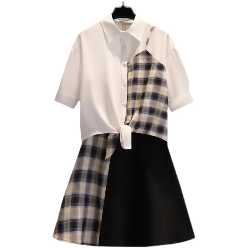 

COIGARSAM Fashion Plaid Women Skirt New Summer Skirts Grid 5093