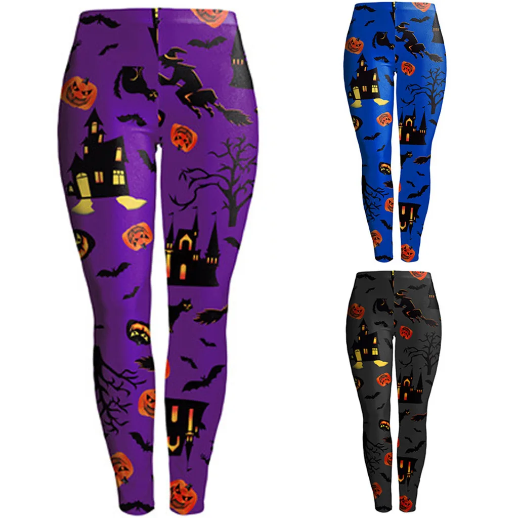 Новый Фитнес Леггинсы для женщин Хэллоуин принт облегающие леггинсы брюки