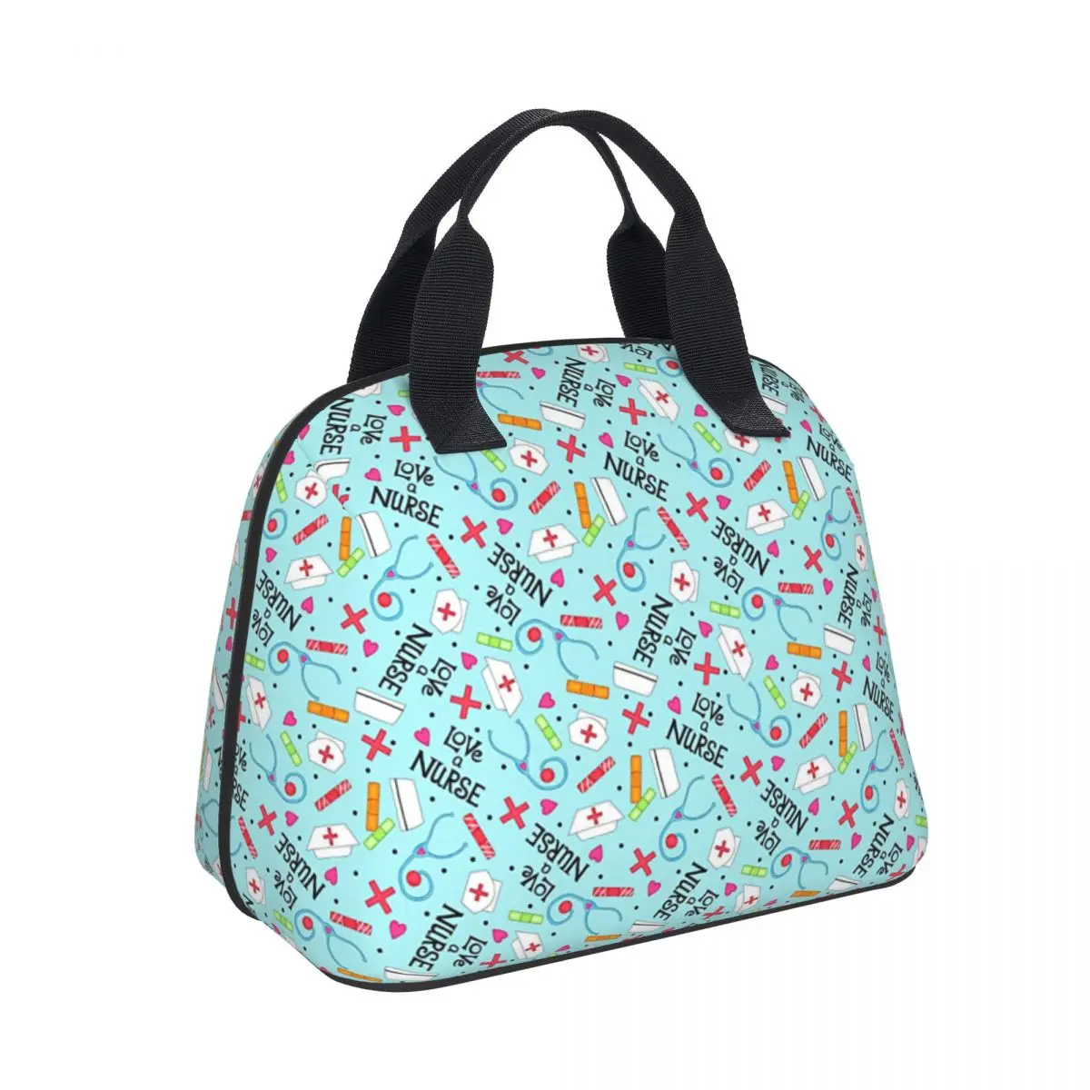 

NOISYDESIGNS Travel Nurse Bag Insulated Lunch Bags Women Cartoon Nurse Print Food Case School Cooler Warm Bento Box for Work