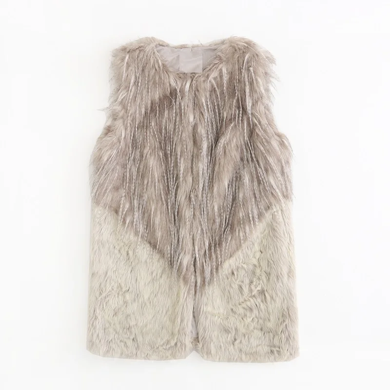 

MESTTRAF Women 2021 Fashion Color Matching Faux Fur Patchwork Vest Coat Vintage Sleeveless Warm Vest Streetwear