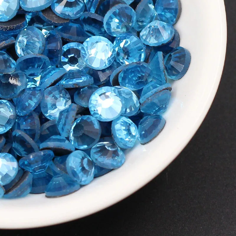 Стразы 1440 шт Аквамарин цвет стразы горячей фиксации с плоской задней частью