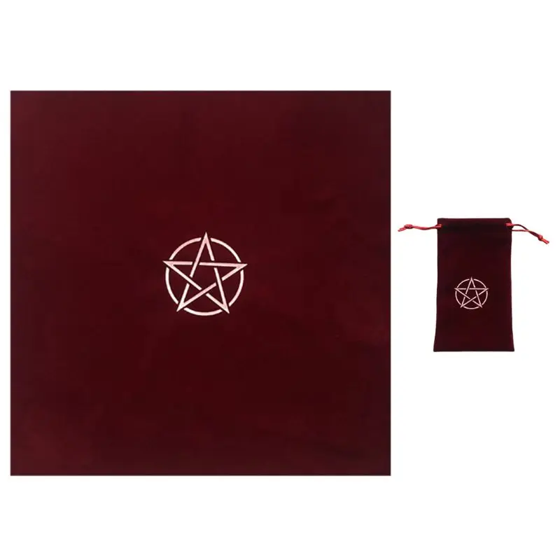 

Tarots Tablecloth with Bag Velvet Altar Tarots Cloth Divination Astrology Board Game Pentacles Vintage Card Pad
