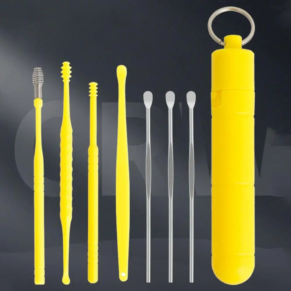 

7Pcs/Set Stainless Steel Ear Cleaner Wax Removal Tool Portable Double-Head Ear Pick Spoon Spiral Head Ear Cleaning Tool for Adul