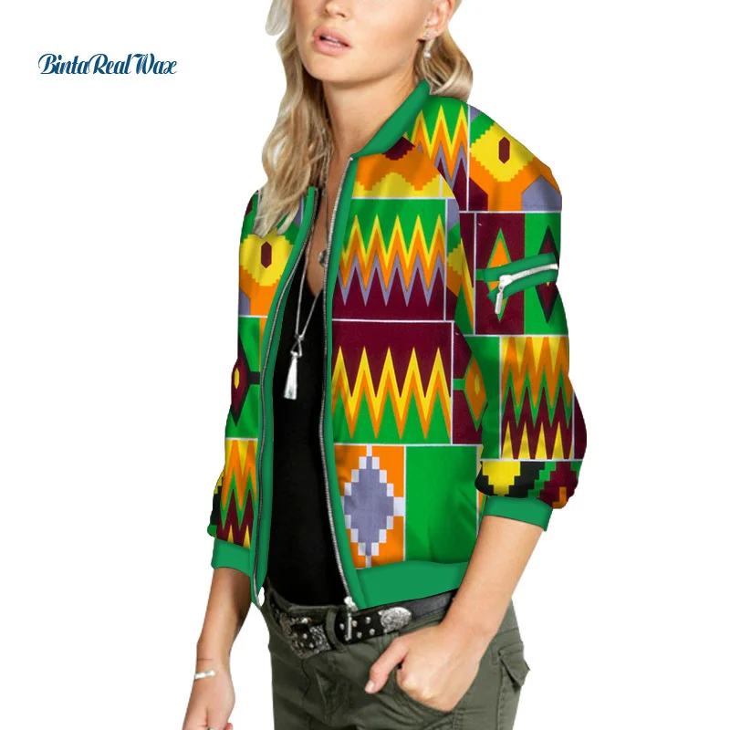 Африканский Воск для печати Курточка бомбер на молнии шнуровке в стиле ретро
