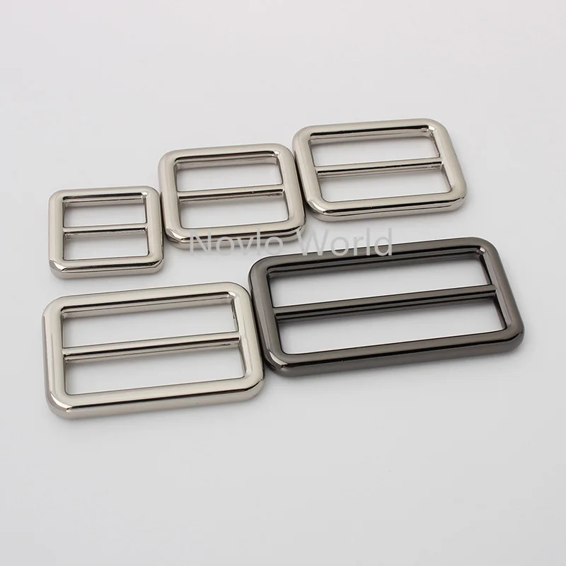 50 pieces 6 colors 5 size 19-25-32-38-51mm alloy meterial tri-glide adjuster buckles for chains bag purse strap connector-paco