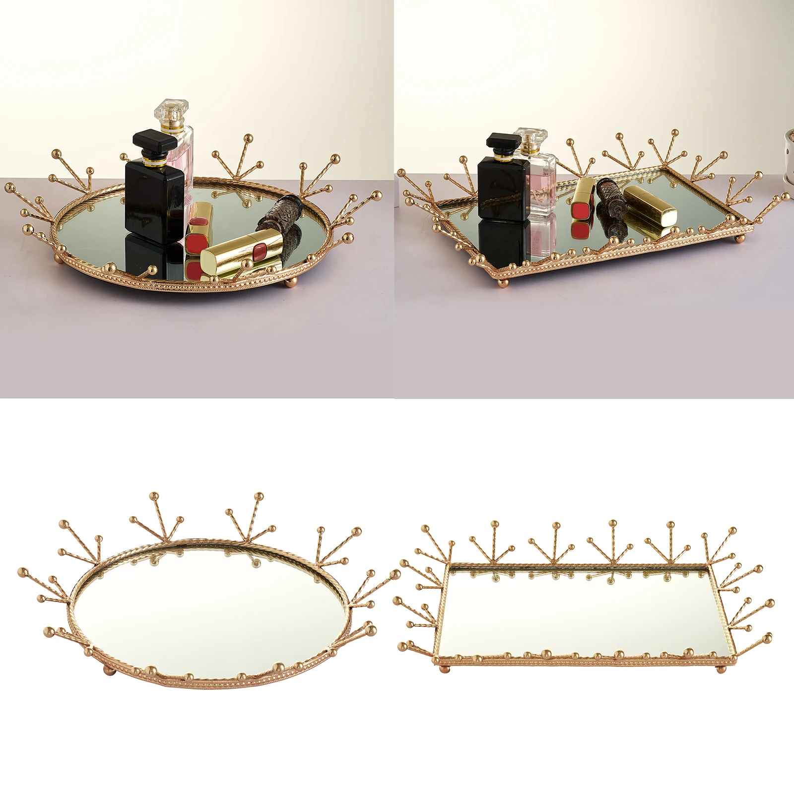 

Crystal Vanity Cosmetic Tray Rectangle Jewelry Organizer Jewelry Holder Tray