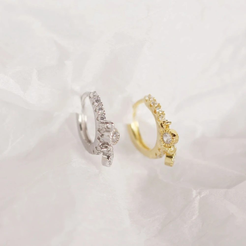 925 пробы серебряные женские серьги-кольца маленькие круглые AAA Cz Свадебные