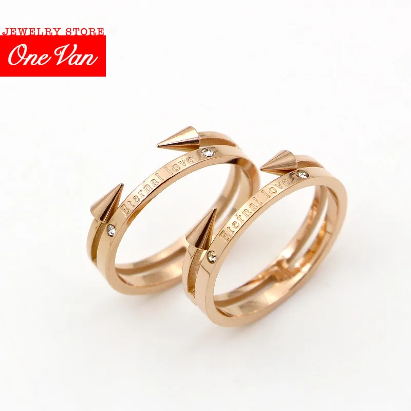 

Rose Gold Ring Size 56789 High quality Rocket love grid Titanium steel Fashion Rings Female Ring Simple Golden Women Jewelry