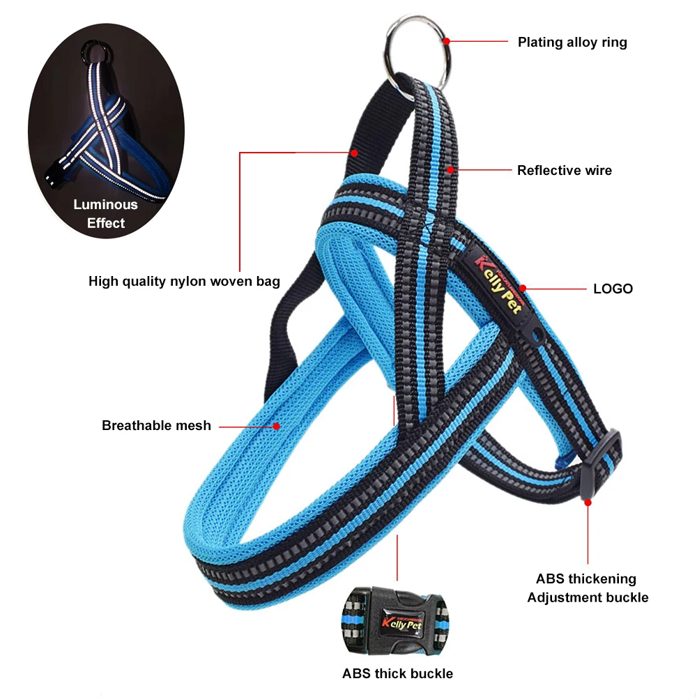 Nylon Heavy Dog Pet Harness Collar Adjustable Reflective Security Big Large Medium Small Harnesses Vest Dogs Supplies | Дом и сад
