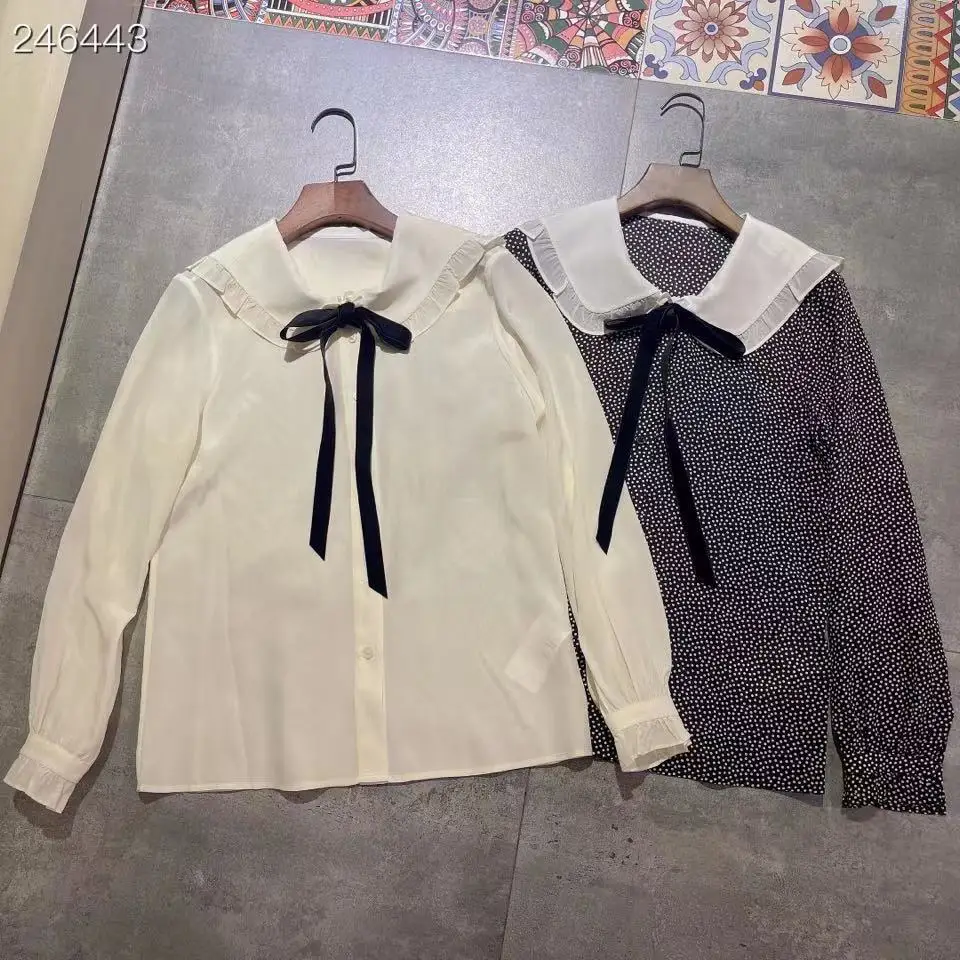 

Fyion Women Loose Blouses Tops 2021 Autumn Runway Long Sleeve Single Breasted Shirt Ladies Elegant Vintage Silk Shirts