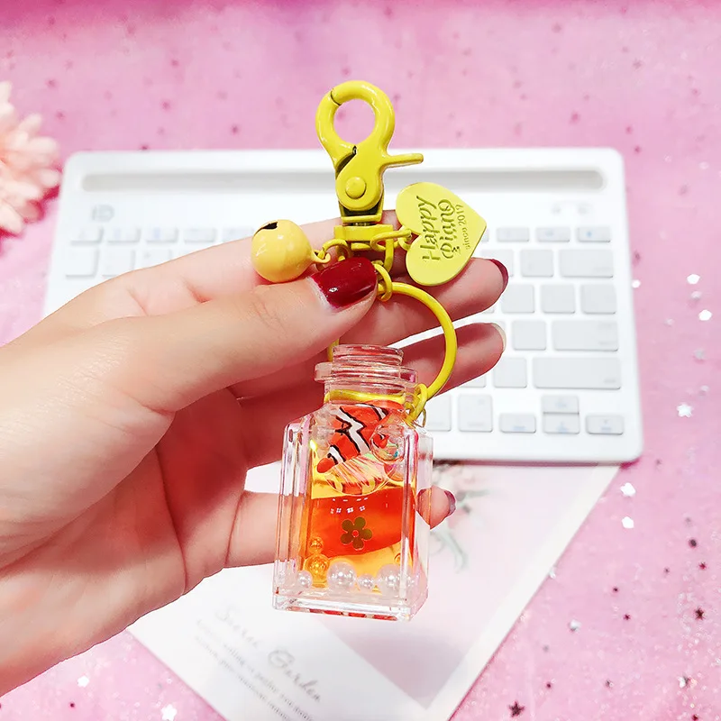 Кукла морская рыба блестящий брелок с зыбучим песком плавающая жидкость для