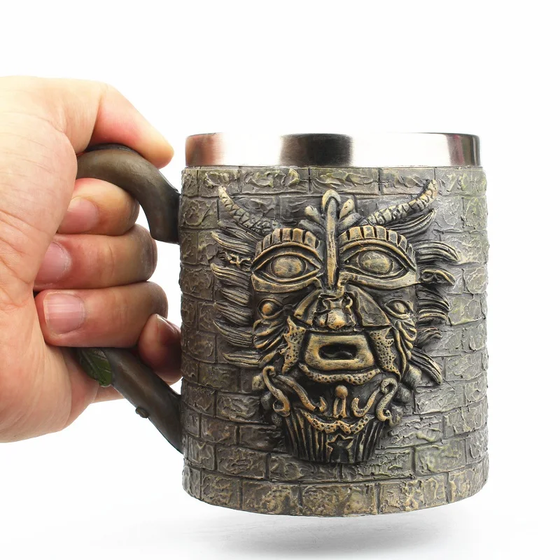 

Tribal Sheikhs Elders Stainless Steel Resin 3D Beer Mug Goblet Game Tankard Coffee Cup Wine Glass Mugs 450ml BEST GOT Gift