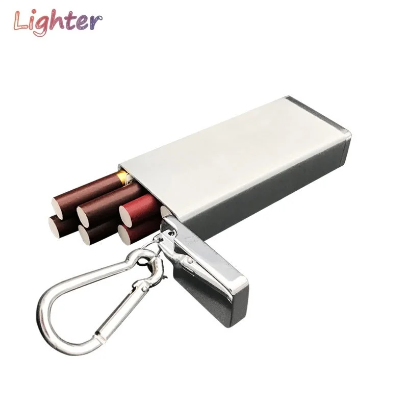 

Portable 8 Cigarette Metal Case & Ashtray Keychain Pocket Anti-Pressure Waterproof Tobacco Tank Cigarette Case Storage Box Can