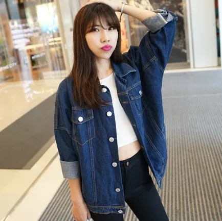 

Women 2017 Hot selling autumn winter plus size denim outerwear HARAJUKU bf jackets loose denim long-sleeve coat Cheap wholesale