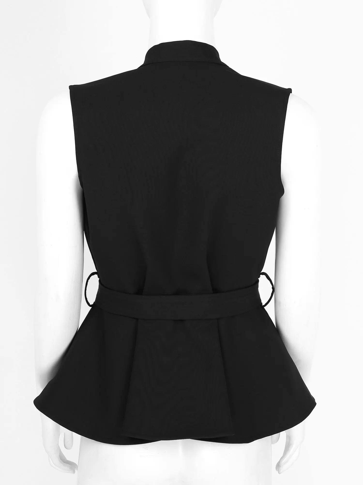 

OL Fashion Women Suit Vest Korean style Elastic Waist Slim Elegant Office Ladies Belted Vest Female Tops Black Sleeveles Jackets