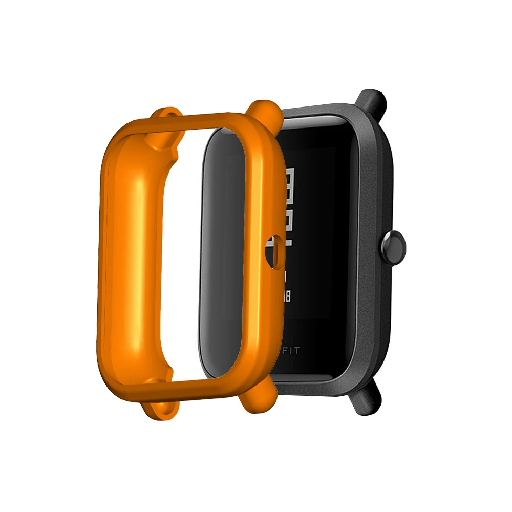 Оранжевый Мягкий ТПУ силиконовый чехол для Xiaomi Huami Amazfit Bip Смарт часы Замена Защитный корпус аксессуары для смарт-браслета - Цвет: Оранжевый