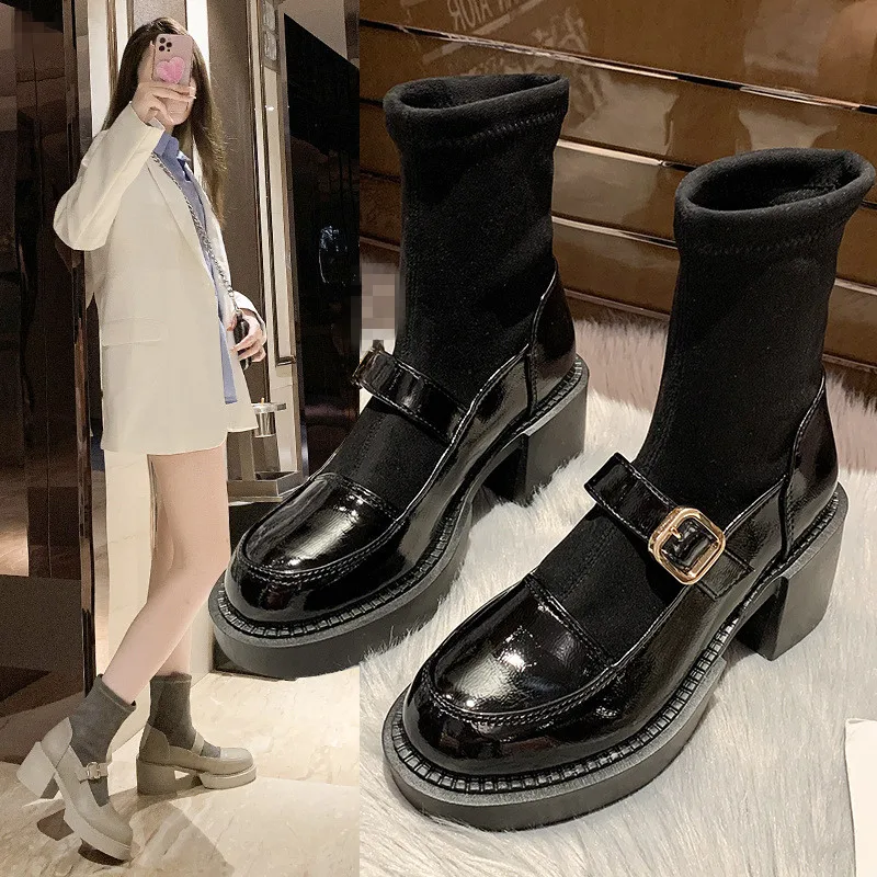 

Ботинки женские до середины икры, с круглым носком, на шнуровке