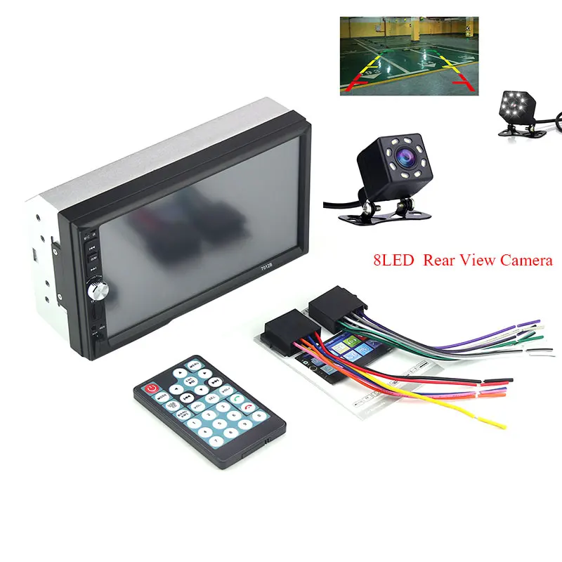 A player-8led camera 2 Din универсальный автомобильный Радио плеер 7 дюймов HD мультимедийная камера MP5 Авторадио Bluetooth аудио Зеркало Ссылка gps навигация 7012B - Цвет: A player-8led camera