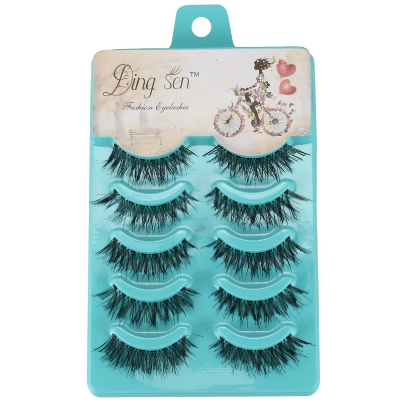 DINGSEN 5 пар естественных грязных перекрестных ресниц Макияж ручной работы Мягкие