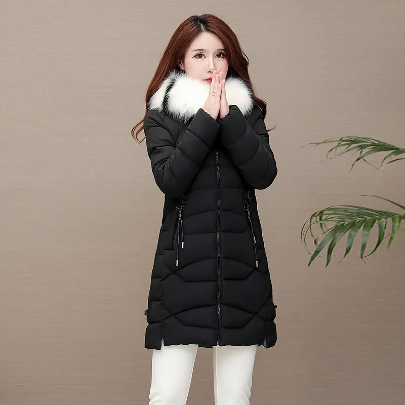 coats and jackets women winter new style female parka long cotton coat Slim big fur collar hooded cotton coat