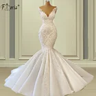 Свадебное платье с юбкой годе, кружевное платье с открытой спиной, лето безрукавные свадебные платья