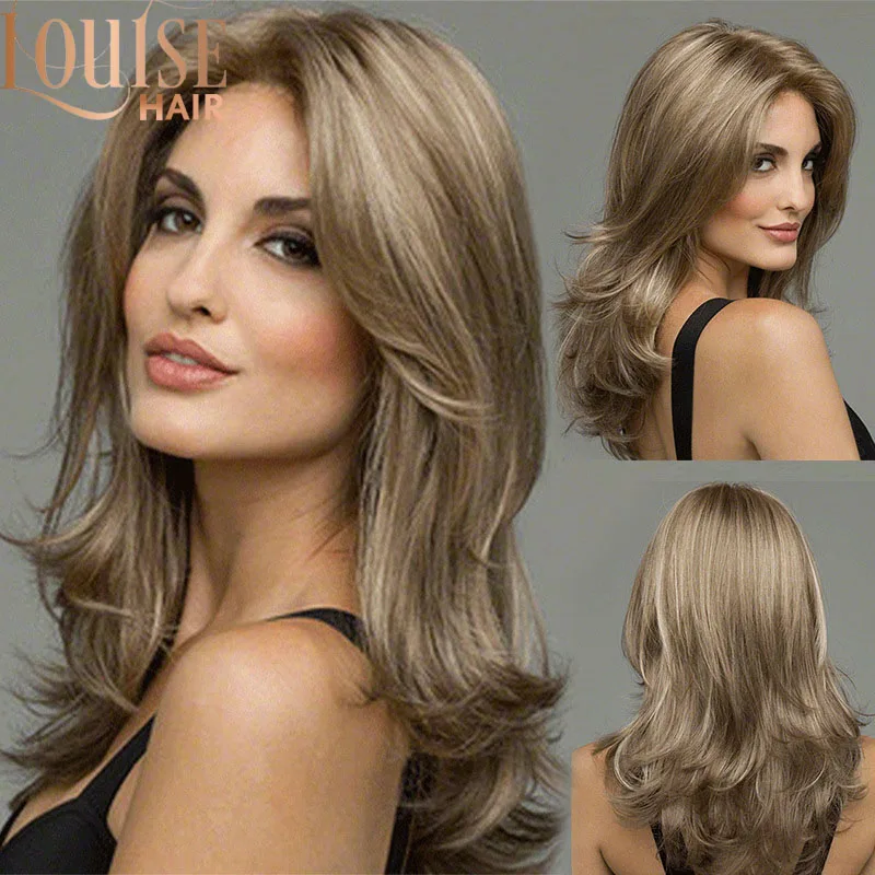 Луиза волосы длинные светлые коричневые волнистые рифленые парики для женщин