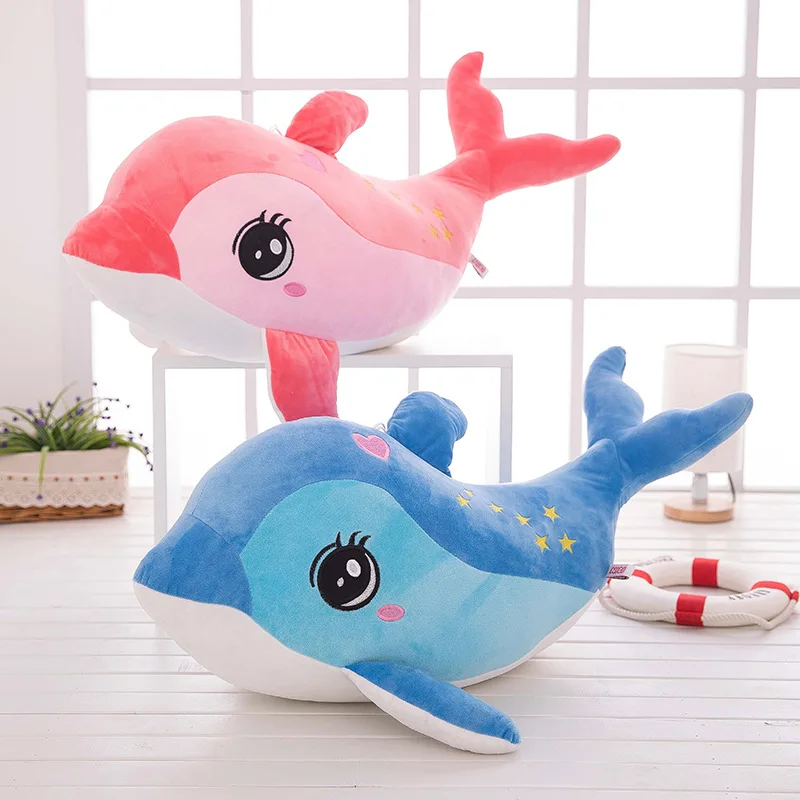 

Large 60cm Cartoon Stars Dolphin Plush Toy Soft Doll Throw Pillow Christmas Gift