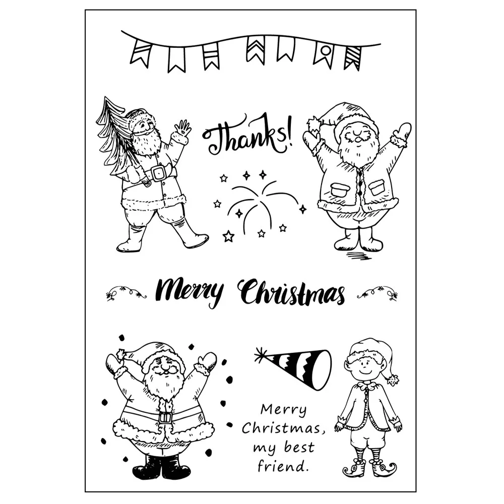 

Cute Santa Clear Stamps For DIY Scrapbooking Card Making Silicone Stamps Fun Decoration Supplies