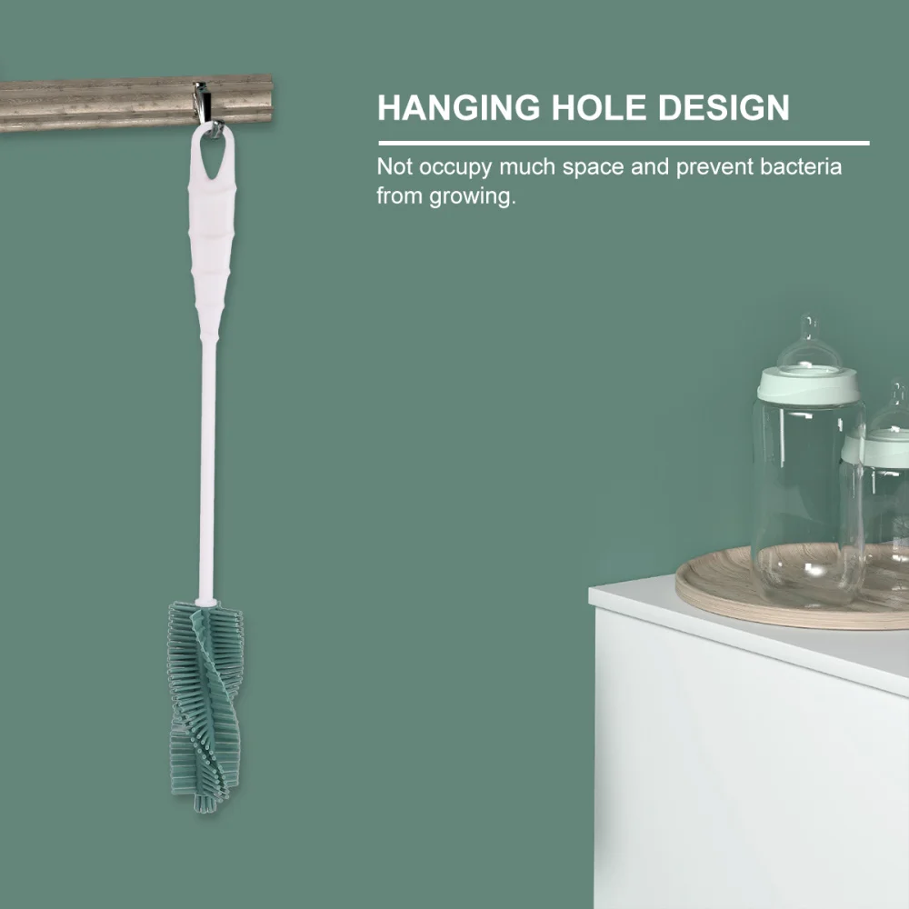 

Silicone Bottle Brush Long Handle Cup Brush Glassware Cleaning Brushes Kitchen Gadget (Green)