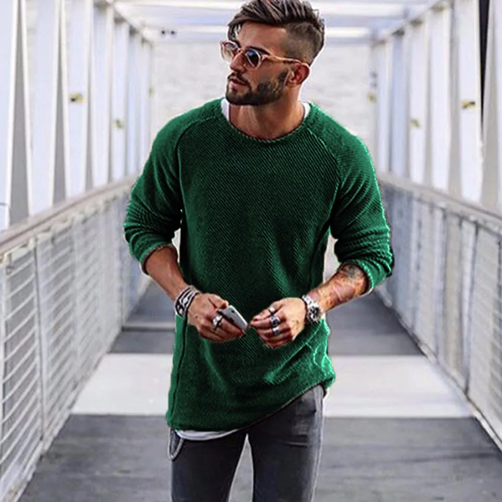 Men Sweater Autumn Winter Knitted Solid Simply Style Pullover Casual Loose O Neck Jumper Male Black Outerwear Brand 2019 | Мужская