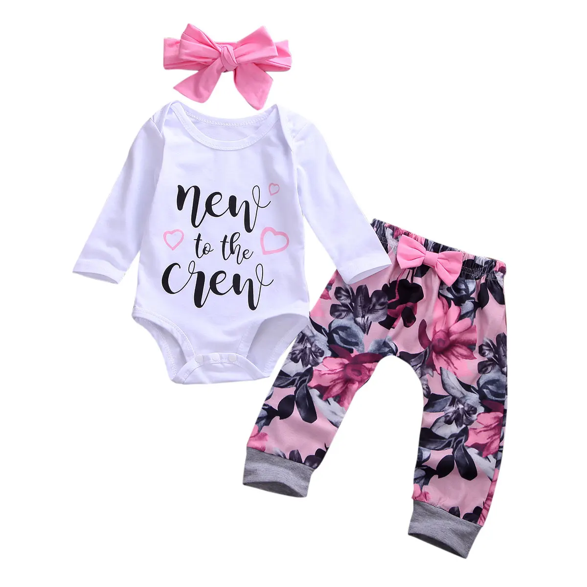 

0-18M 3PCS Newborn Infant Baby Girls Clothes Set Print Floral Romper Long Pants Headband Girl Autumn Outfits Clothes